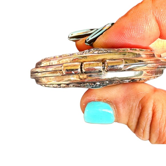 Vintage Silver Double Pocket Mirror - Inscriped HLP - Picture 10 of 11